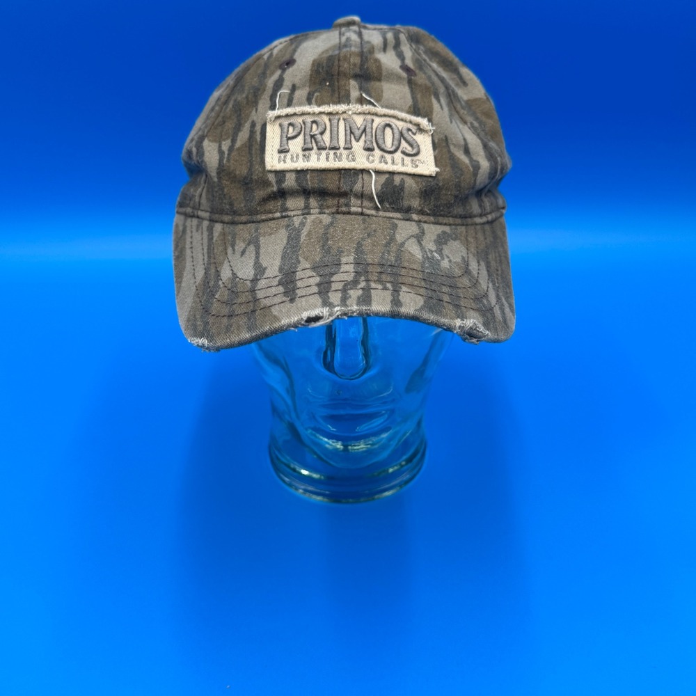 Primos Hunting Calls Camo Hat Mens Adjustable Bottomland Distressed Cap Brown